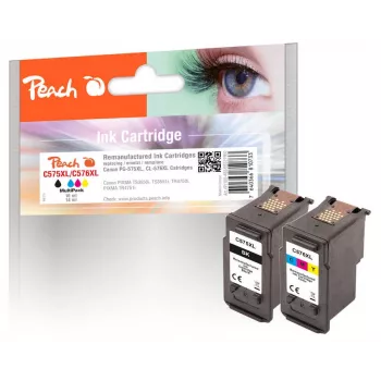 Peach Multi pakuotė suderinamas su Canon PG-575XL, CL-576XL, didelio našumo (XL), juoda, purpurinė, geltona, žydra, 16 ml, 14 ml, 2 vnt., kelių vnt. pakuotė