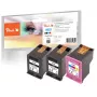 Peach PI300-1046 rašalo kasetė 3 vnt. suderinama Standartinės išeigos juoda, žydra, purpurinė, geltona