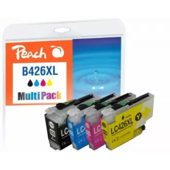 Peach PI500-395 rašalo kasetė 4 vnt. Suderinama didelio našumo (XL) juoda, žydra, rausvai raudona, geltona