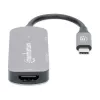 Manhattan USB-C Dock/Hub, Ports (x3): HDMI, USB-A and USB-C, su Power Delivery (PD) 100W- requires external USB-C charger (not included). USB powered (no external power supply required) when PD is not in use, Aluminium
