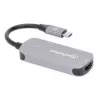 Manhattan USB-C Dock/Hub, Ports (x3): HDMI, USB-A and USB-C, su Power Delivery (PD) 100W- requires external USB-C charger (not included). USB powered (no external power supply required) when PD is not in use, Aluminium
