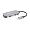 Manhattan USB-C Dock/Hub, Ports (x3): HDMI, USB-A and USB-C, su Power Delivery (PD) 100W- requires external USB-C charger (not included). USB powered (no external power supply required) when PD is not in use, Aluminium