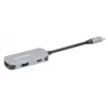 Manhattan USB-C Dock/Hub, Ports (x3): HDMI, USB-A and USB-C, su Power Delivery (PD) 100W- requires external USB-C charger (not included). USB powered (no external power supply required) when PD is not in use, Aluminium