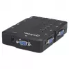 Manhattan KVM Switch Compact 4-Port, 4x USB-A, Cables included, Audio Support, Control 4x computers from one pc/pelė/screen, Juoda, Lifetime Warranty, Boxed