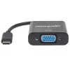 Manhattan USB-C į VGA keitiklio laidas, 1080p@60Hz, juodas, 8cm, kištukas į lizdą, garantija visam laikui, atitinka CDP2HD