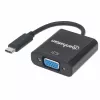 Manhattan USB-C į VGA keitiklio laidas, 1080p@60Hz, juodas, 8cm, kištukas į lizdą, garantija visam laikui, atitinka CDP2HD