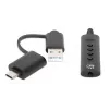 Manhattan USB-C ir USB-A prie 3,5 mm stereogarso adapterio laido, 2 viename, kištukas į lizdą, laidas 1 m, palaiko ausinių mikrofoną ir garso funkciją, CTIA standartas, garsumo ir nutildymo valdymas, juodas