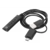 Manhattan USB-C ir USB-A prie 3,5 mm stereogarso adapterio laido, 2 viename, kištukas į lizdą, laidas 1 m, palaiko ausinių mikrofoną ir garso funkciją, CTIA standartas, garsumo ir nutildymo valdymas, juodas