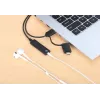 Manhattan USB-C ir USB-A prie 3,5 mm stereogarso adapterio laido, 2 viename, kištukas į lizdą, laidas 1 m, palaiko ausinių mikrofoną ir garso funkciją, CTIA standartas, garsumo ir nutildymo valdymas, juodas