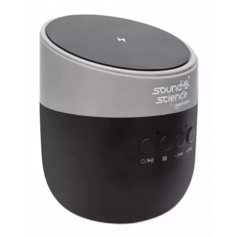 „Manhattan“ metalinis „Bluetooth“ garsiakalbis su belaidžio įkrovimo dėklu, neblogas garso išėjimas (3 W), 3 val. atkūrimo laikas, belaidis dėklas 5 W, integruoti valdikliai, nuotolis 10 m, „microSD“ kortelių skaitytuvas, USB-A įkrovimo laidas pridedamas, „Bluetooth 5.0“, 3 metų garantija
