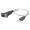 Manhattan USB-A į nuoseklųjį keitiklį laidas, 45 cm, vyriškas į vyrišką, nuoseklusis/RS232/COM/DB9, Prolific PL-2303RA lustas, juodas/sidabrinis laidas, trejų metų garantija, atitinka ICUSB232V2