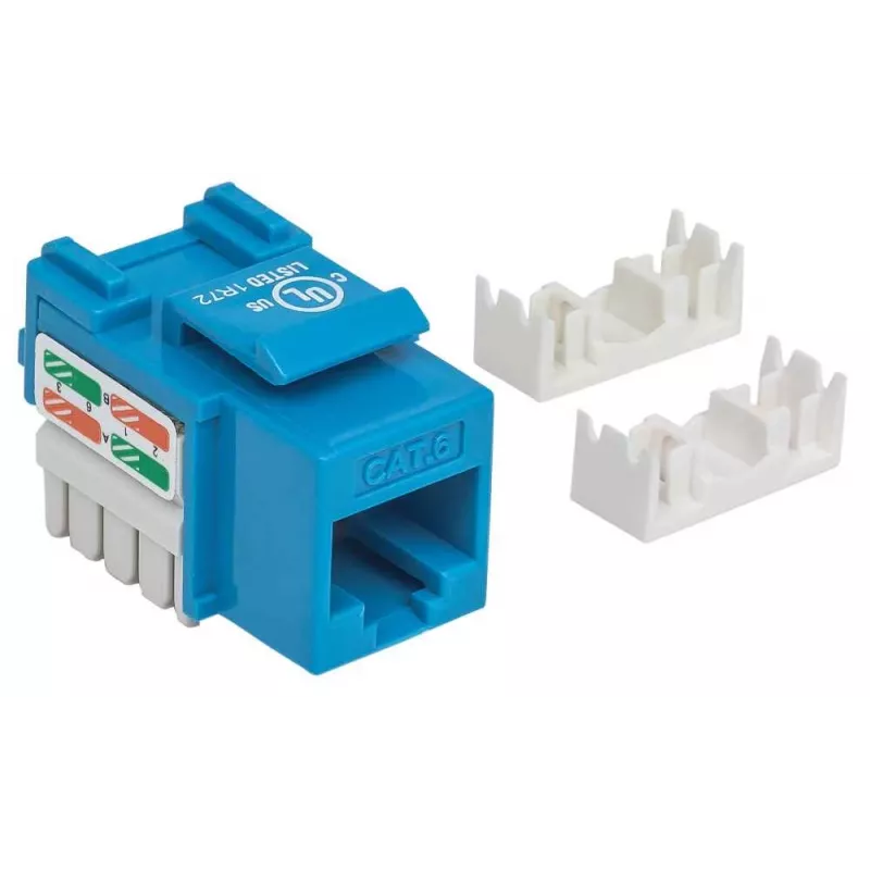 Intellinet Keystone Jack, Cat6, UTP, įspraudžiamasis, mėlynas, plokščias, mėlyna, RJ-45, moteriška, 22/26, Cat6