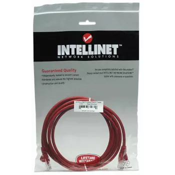 Intellinet tinklo komutacinis kabelis, Cat5e, 5m, Red, CCA, U/UTP, PVC, RJ45, Gold Plated Contacts, Snagless, Booted, Lifetime Warranty