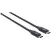 “Manhattan” USB-C į USB-C laidas, 1 m, kištukas-kištukas, juodas, 10 Gbps (USB 3.2 Gen2, dar žinoma kaip USB 3.1), 3A (greitas įkrovimas), SuperSpeed+ USB, garantija visam naudojimo laikui, atitinka USB31CC1M