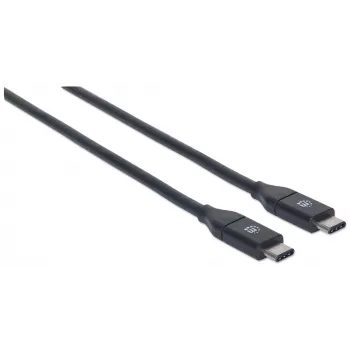 “Manhattan” USB-C į USB-C laidas, 1 m, kištukas-kištukas, juodas, 10 Gbps (USB 3.2 Gen2, dar žinoma kaip USB 3.1), 3A (greitas įkrovimas), SuperSpeed+ USB, garantija visam naudojimo laikui, atitinka USB31CC1M