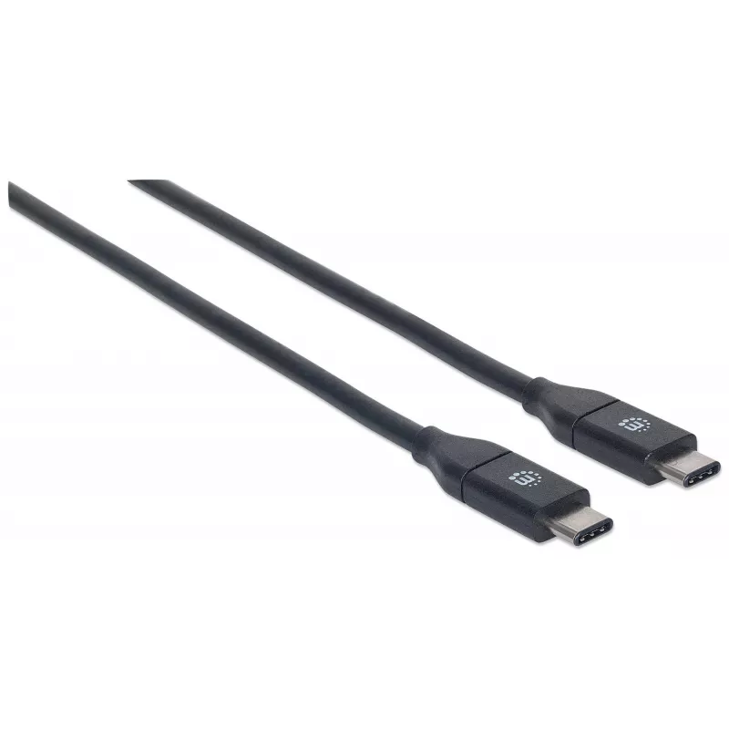 “Manhattan” USB-C į USB-C laidas, 1 m, kištukas-kištukas, juodas, 10 Gbps (USB 3.2 Gen2, dar žinoma kaip USB 3.1), 3A (greitas įkrovimas), SuperSpeed+ USB, garantija visam naudojimo laikui, atitinka USB31CC1M