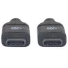 “Manhattan” USB-C į USB-C laidas, 1 m, kištukas-kištukas, juodas, 10 Gbps (USB 3.2 Gen2, dar žinoma kaip USB 3.1), 3A (greitas įkrovimas), SuperSpeed+ USB, garantija visam naudojimo laikui, atitinka USB31CC1M