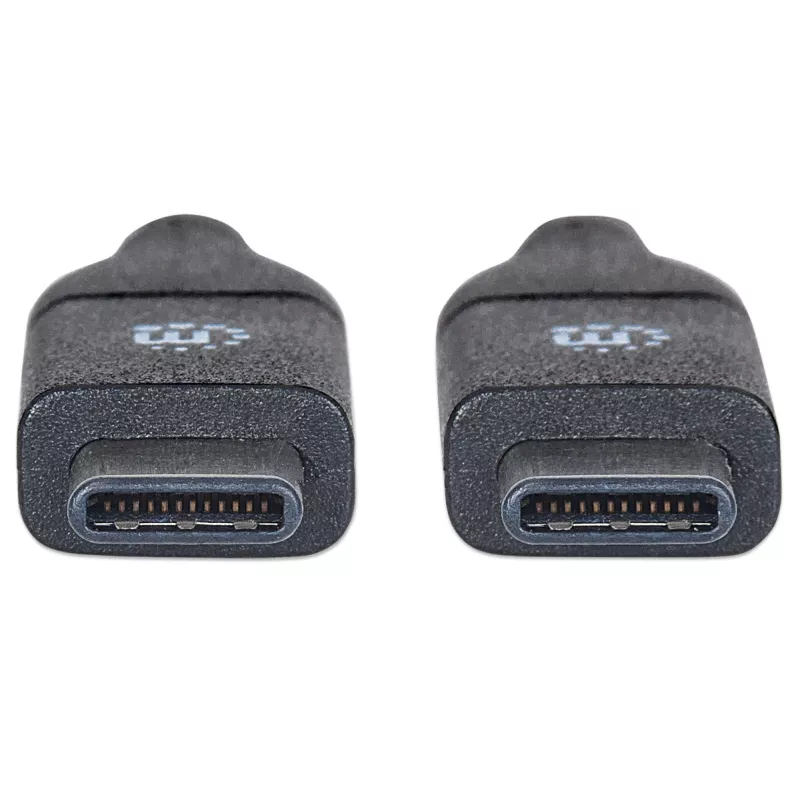 “Manhattan” USB-C į USB-C laidas, 1 m, kištukas-kištukas, juodas, 10 Gbps (USB 3.2 Gen2, dar žinoma kaip USB 3.1), 3A (greitas įkrovimas), SuperSpeed+ USB, garantija visam naudojimo laikui, atitinka USB31CC1M