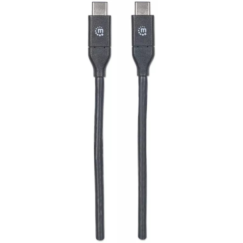 “Manhattan” USB-C į USB-C laidas, 1 m, kištukas-kištukas, juodas, 10 Gbps (USB 3.2 Gen2, dar žinoma kaip USB 3.1), 3A (greitas įkrovimas), SuperSpeed+ USB, garantija visam naudojimo laikui, atitinka USB31CC1M