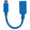 Manhattan USB-C į USB-A kabelis, 15 cm, kištukas į lizdą, 5 Gbps (USB 3.2 Gen1, dar žinomas kaip USB 3.0), 3 A (greitas įkrovimas), SuperSpeed USB, mėlynas, garantija visam eksploatavimo laikui, ekvivalentiškas USB31CAADP (išskyrus spalvą)