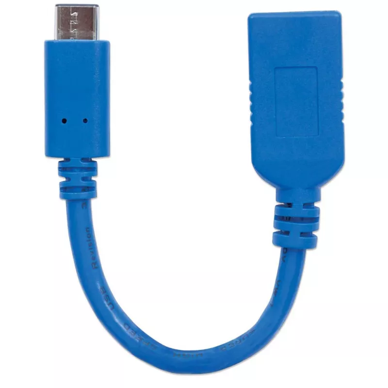 Manhattan USB-C į USB-A kabelis, 15 cm, kištukas į lizdą, 5 Gbps (USB 3.2 Gen1, dar žinomas kaip USB 3.0), 3 A (greitas įkrovimas), SuperSpeed USB, mėlynas, garantija visam eksploatavimo laikui, ekvivalentiškas USB31CAADP (išskyrus spalvą)