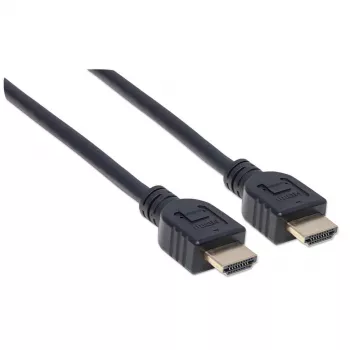 Manhattan HDMI 4K@60Hz laidas su eternetu – CL3 klasės, 5 m, tinkamas naudoti sienose, VISIEMS 4K ir 1080p/HD poreikiams – atsinaujinkite dabar arba turėkite paruoštą, kai prireiks, kištukas–kištukas, juodas, Ultra HD 4K x 2K, garantija visam naudojimo laikui, priemokos didelės spartos