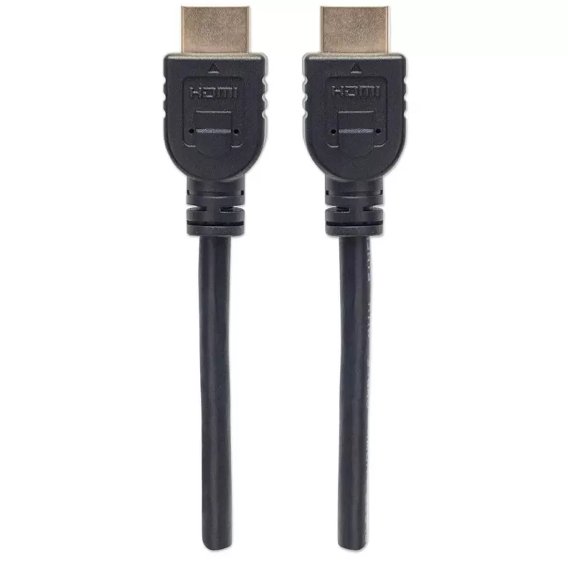 Manhattan HDMI 4K@60Hz laidas su eternetu – CL3 klasės, 5 m, tinkamas naudoti sienose, VISIEMS 4K ir 1080p/HD poreikiams – atsinaujinkite dabar arba turėkite paruoštą, kai prireiks, kištukas–kištukas, juodas, Ultra HD 4K x 2K, garantija visam naudojimo laikui, priemokos didelės spartos