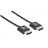“Manhattan” HDMI laidas su Ethernet palaikymu (itin plonas), 4K@60Hz (Premium High Speed), 1 m (3 pėd.), kištukas-kištukas, juodas, Ultra HD 4k x 2k, pilnai ekranuotas, paauksuoti kontaktai, garantija visam naudojimo laikui