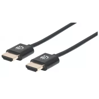 Manhattan HDMI laidas su Ethernet (itin plonas), 4K@60Hz (aukščiausios klasės didelės spartos), 3 m, kištukas–kištukas, juodas, itin didelės raiškos 4K x 2K, visiškai ekranuotas, auksuoti kontaktai, garantija visam naudojimo laikui