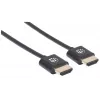 Manhattan HDMI laidas su Ethernet (itin plonas), 4K@60Hz (aukščiausios klasės didelės spartos), 3 m, kištukas–kištukas, juodas, itin didelės raiškos 4K x 2K, visiškai ekranuotas, auksuoti kontaktai, garantija visam naudojimo laikui