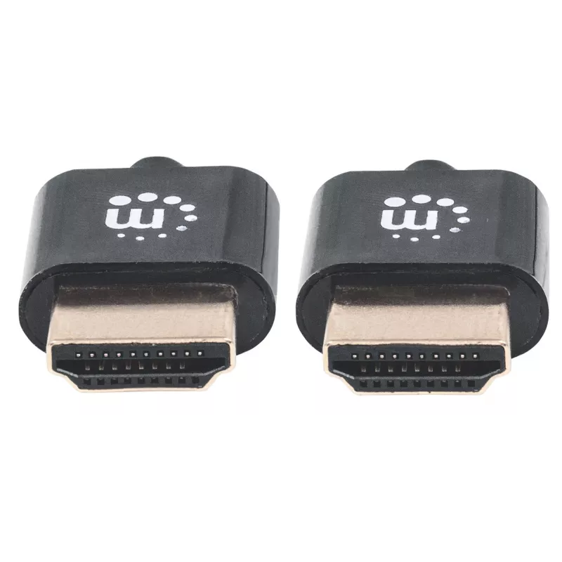 Manhattan HDMI laidas su Ethernet (itin plonas), 4K@60Hz (aukščiausios klasės didelės spartos), 3 m, kištukas–kištukas, juodas, itin didelės raiškos 4K x 2K, visiškai ekranuotas, auksuoti kontaktai, garantija visam naudojimo laikui