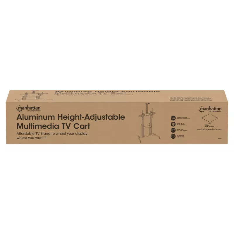 Manhattan Trolley Mount Stand for TV & Monitors, For screens: 37 inch to 100 inch,VESA compatibility:all between 200x200 to 1000x600mm -check the dimensions of the four mounting holes on back of screen to ensure it fits,Max 80kg,Height adjustable 1200 to 1600mm,LFD,Bracket
