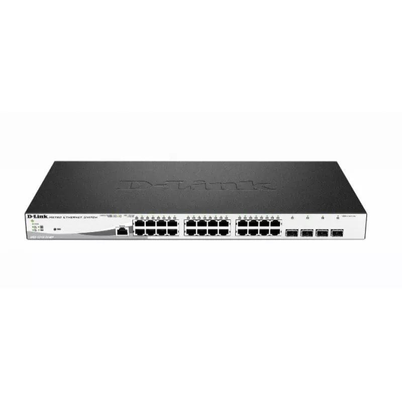 D-Link 28 prievadų Gigabit PoE+ išmanusis valdomas komutatorius su 4 x 100/1000Mbps Combo prievadais