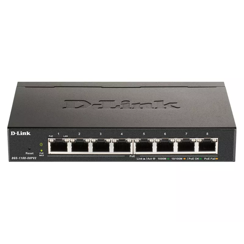 D-Link 8 prievadų PoE gigabito išmanus valdomas komutatorius, valdomas, L2/L3,…