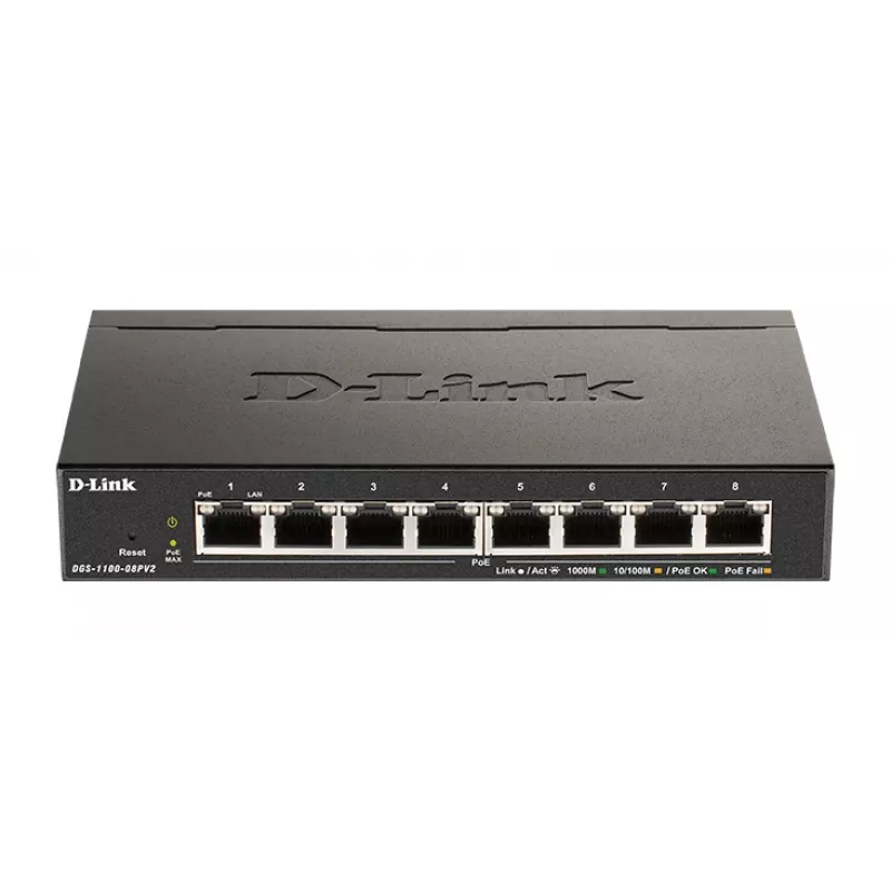 D-Link 8 prievadų PoE gigabito išmanus valdomas komutatorius, valdomas, L2/L3,…