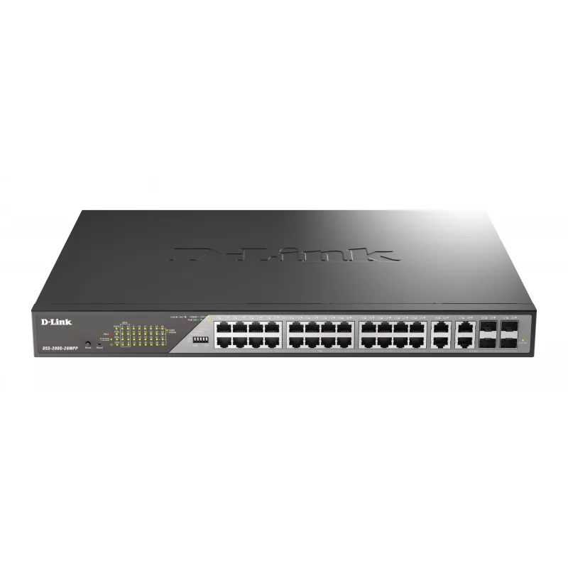 D-Link DSS-200G-28MPP tinklo komutatorius Valdomas L2 Gigabit Ethernet (10/100/1000) Maitinimas per Ethernet (PoE) 1U Pilka