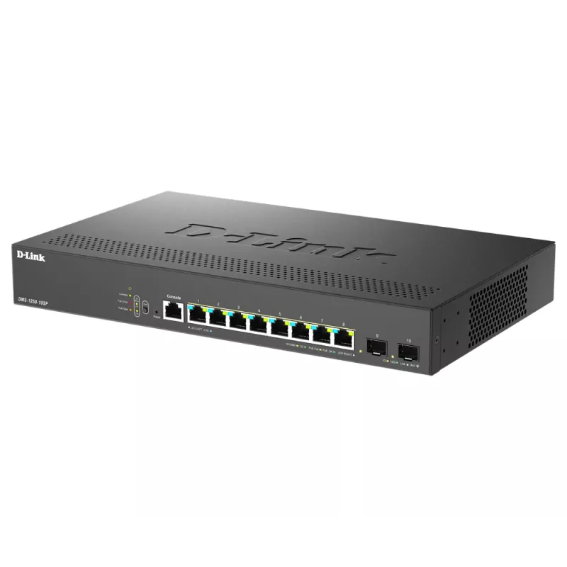 D-Link DMS-1250-10SP/E tinklo komutatorius Valdomas 2.5G Ethernet (100/1000/2500) Power over Ethernet (PoE) Juoda