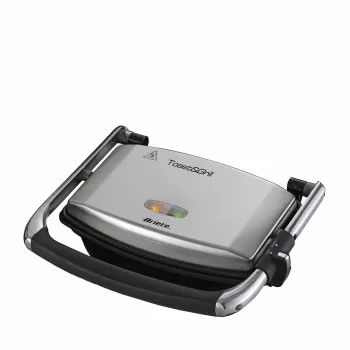 Ariete 1911 Toast & Grill plonas - neprideganti elektrinė keptuvė skrebučiams ir sumuštiniams - briaunota plokštė - 1000 W - sidabrinė