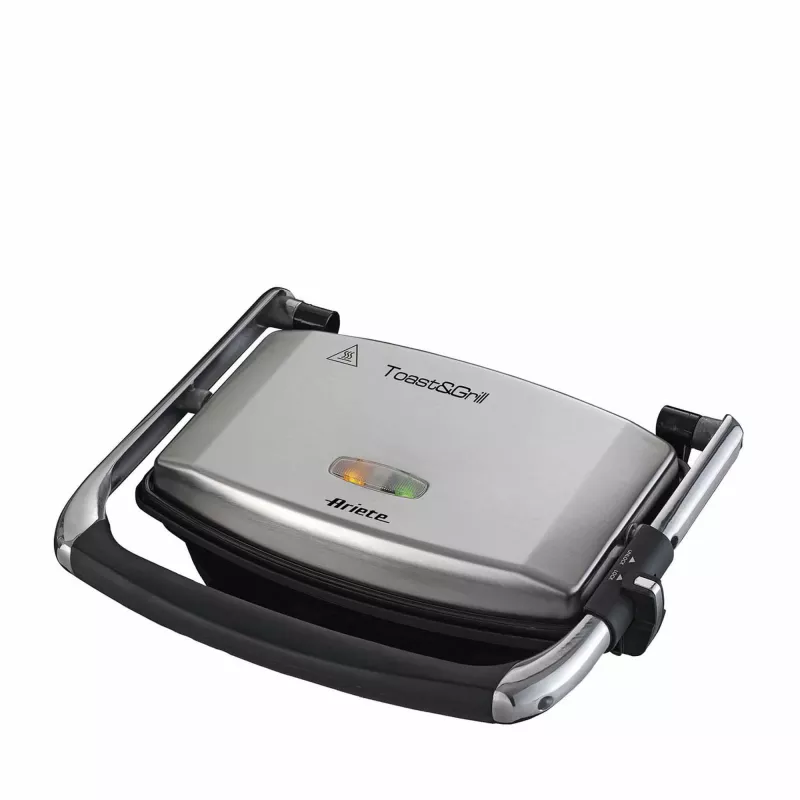 Ariete 1911 Toast & Grill plonas - neprideganti elektrinė keptuvė skrebučiams ir sumuštiniams - briaunota plokštė - 1000 W - sidabrinė