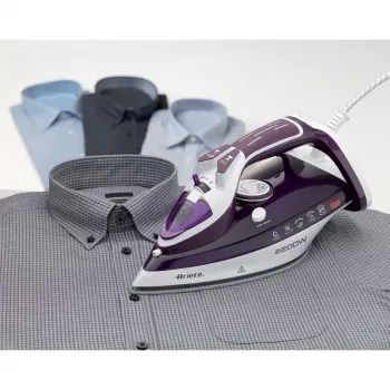 Ariete garų lygintuvas 2200W, sausas ir garų lyginimas, keraminis padas, 2 m, 140 g/min, balta, violetinė, 28 g/min