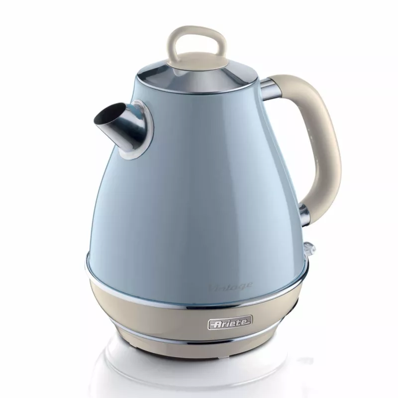 Ariete 2869 Vintage elektrinis virdulys, nerūdijantis plienas, 1,7 l, automatinis išsijungimas, 2000 W, vandeniui, arbatai ir žolelių gėrimams, pastelinė mėlyna