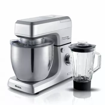 Ariete 1598 Gourmet Professional 7L Metal – planetarinis maišytuvas su trintuvu – nerūdijančio plieno dubuo – 7 l – stiklinis ąsotis – 1200 vatų – 6 greičiai