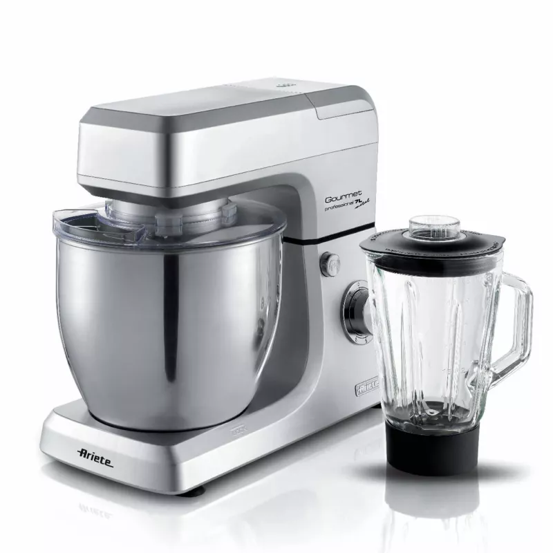 Ariete 1598 Gourmet Professional 7L Metal – planetarinis maišytuvas su trintuvu – nerūdijančio plieno dubuo – 7 l – stiklinis ąsotis – 1200 vatų – 6 greičiai