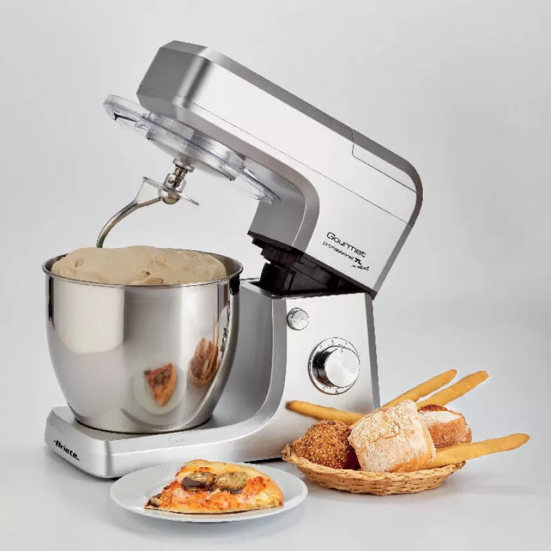 Ariete 1598 Gourmet Professional 7L Metal – planetarinis maišytuvas su trintuvu – nerūdijančio plieno dubuo – 7 l – stiklinis ąsotis – 1200 vatų – 6 greičiai
