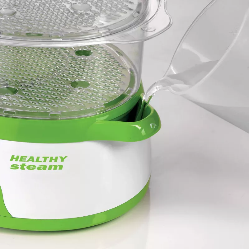 Ariete 911 Healthy Steam - Elektrinis garintuvas - 3 krepšiai - Ryžių indas - Laikmatis 60 min - 800 W - 9 litrai - Balta ir žalia