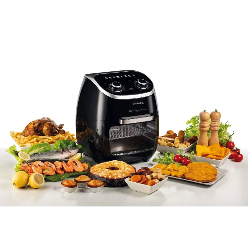 Ariete 4619 Airy Fryer Oven - karšto oro gruzdintuvė ir elektrinė orkaitė su iešmu - besisukantis krepšys - džiovintuvas - 2000 W - 11 l - plieninė