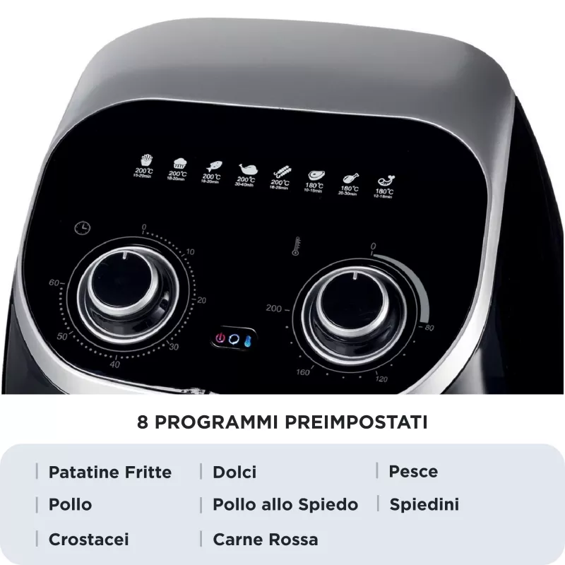 Ariete 4619 Airy Fryer Oven - karšto oro gruzdintuvė ir elektrinė orkaitė su iešmu - besisukantis krepšys - džiovintuvas - 2000 W - 11 l - plieninė