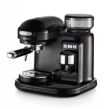 Ariete 1318 Moderna espreso aparatas su integruota kavos malūnėliu, kavos pupelėms ir maltai kavai, pieno putojimo cappuccino ruošėjas, 1 ir 2 puodelių filtras, 1080 W, 800 cc, juoda