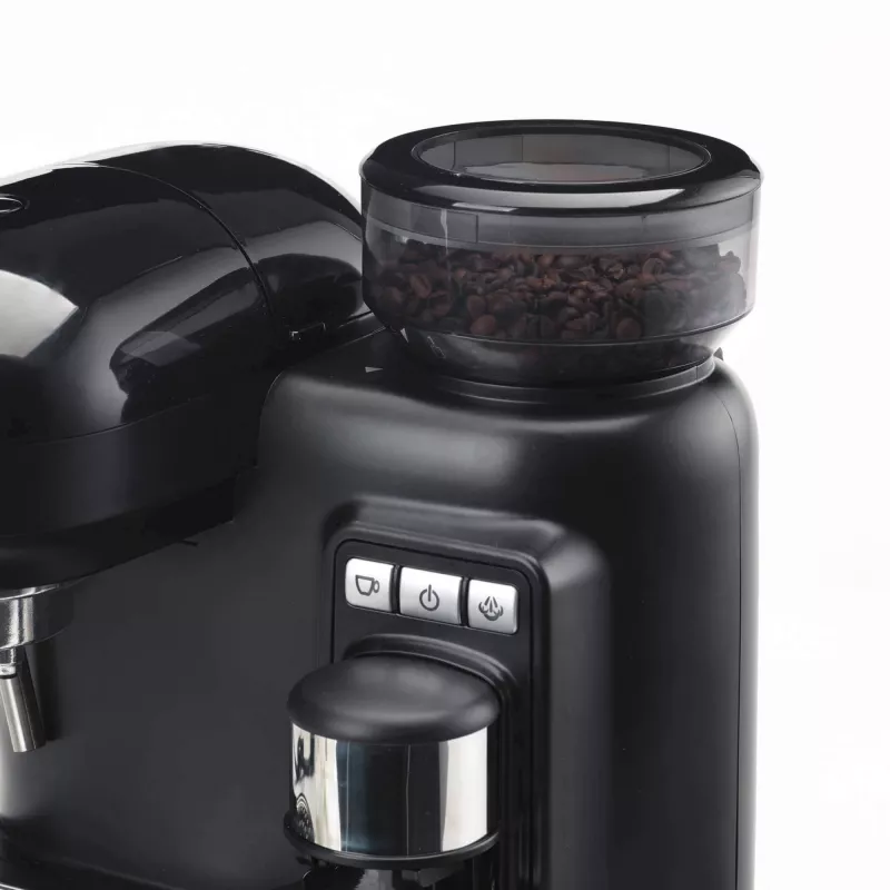 Ariete 1318 Moderna espreso aparatas su integruota kavos malūnėliu, kavos pupelėms ir maltai kavai, pieno putojimo cappuccino ruošėjas, 1 ir 2 puodelių filtras, 1080 W, 800 cc, juoda