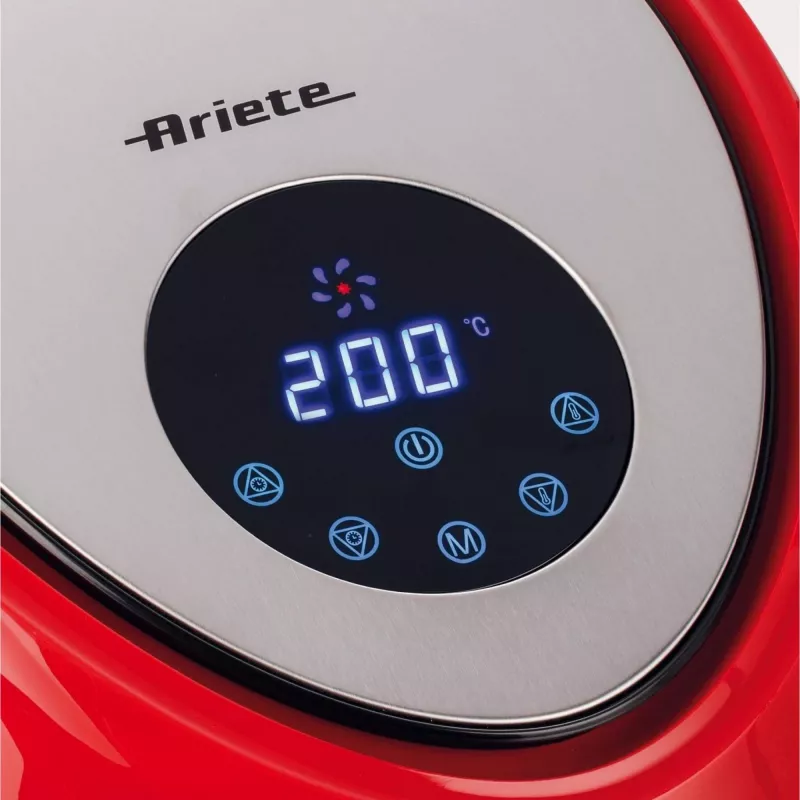 Ariete 4618 Airy Fryer XXL - karšto oro gruzdintuvė - kepkite 2,5 kg prancūziškų bulvyčių - 7 litrai - kepimas be aliejaus ir riebalų - 1800 W - raudona